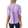 imageCicy Bell Womens Puff Sleeve V Neck Blouse Babydoll Peplum Tops Dressy Casual Pleated Loose Fit ShirtsLight Purple