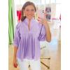 imageCicy Bell Womens Puff Sleeve V Neck Blouse Babydoll Peplum Tops Dressy Casual Pleated Loose Fit ShirtsLight Purple