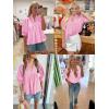 imageCicy Bell Womens Puff Sleeve V Neck Blouse Babydoll Peplum Tops Dressy Casual Pleated Loose Fit ShirtsPink