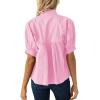 imageCicy Bell Womens Puff Sleeve V Neck Blouse Babydoll Peplum Tops Dressy Casual Pleated Loose Fit ShirtsPink