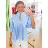 imageCicy Bell Womens Puff Sleeve V Neck Blouse Babydoll Peplum Tops Dressy Casual Pleated Loose Fit ShirtsSky Blue