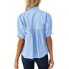 imageCicy Bell Womens Puff Sleeve V Neck Blouse Babydoll Peplum Tops Dressy Casual Pleated Loose Fit ShirtsSky Blue