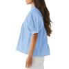 imageCicy Bell Womens Puff Sleeve V Neck Blouse Babydoll Peplum Tops Dressy Casual Pleated Loose Fit ShirtsSky Blue