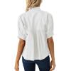 imageCicy Bell Womens Puff Sleeve V Neck Blouse Babydoll Peplum Tops Dressy Casual Pleated Loose Fit ShirtsWhite