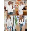 imageCicy Bell Womens Puff Sleeve V Neck Blouse Babydoll Peplum Tops Dressy Casual Pleated Loose Fit ShirtsWhite
