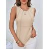 imageCicy Bell Womens Ribbed Tank Tops Fitted Summer Dressy Casual Sleeveless Shirts Cute Crew Neck Basic TeeBeige