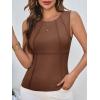 imageCicy Bell Womens Ribbed Tank Tops Fitted Summer Dressy Casual Sleeveless Shirts Cute Crew Neck Basic TeeBrown
