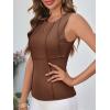 imageCicy Bell Womens Ribbed Tank Tops Fitted Summer Dressy Casual Sleeveless Shirts Cute Crew Neck Basic TeeBrown