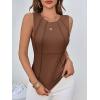imageCicy Bell Womens Ribbed Tank Tops Fitted Summer Dressy Casual Sleeveless Shirts Cute Crew Neck Basic TeeBrown
