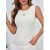 imageCicy Bell Womens Ribbed Tank Tops Fitted Summer Dressy Casual Sleeveless Shirts Cute Crew Neck Basic TeeWhite