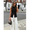 imageCicy Bell Womens Round Neck Waistcoat Vest Summer Button up Vest Tops Casual Business Fitted Sleeveless BlazerBlack