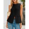 imageCicy Bell Womens Round Neck Waistcoat Vest Summer Button up Vest Tops Casual Business Fitted Sleeveless BlazerBlack