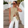 imageCicy Bell Womens Round Neck Waistcoat Vest Summer Button up Vest Tops Casual Business Fitted Sleeveless BlazerLight Khaki