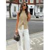 imageCicy Bell Womens Round Neck Waistcoat Vest Summer Button up Vest Tops Casual Business Fitted Sleeveless BlazerLight Khaki