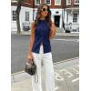 imageCicy Bell Womens Round Neck Waistcoat Vest Summer Button up Vest Tops Casual Business Fitted Sleeveless BlazerNavy