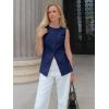 imageCicy Bell Womens Round Neck Waistcoat Vest Summer Button up Vest Tops Casual Business Fitted Sleeveless BlazerNavy