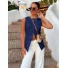 imageCicy Bell Womens Round Neck Waistcoat Vest Summer Button up Vest Tops Casual Business Fitted Sleeveless BlazerNavy