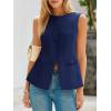 imageCicy Bell Womens Round Neck Waistcoat Vest Summer Button up Vest Tops Casual Business Fitted Sleeveless BlazerNavy