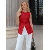 imageCicy Bell Womens Round Neck Waistcoat Vest Summer Button up Vest Tops Casual Business Fitted Sleeveless BlazerRed