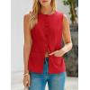 imageCicy Bell Womens Round Neck Waistcoat Vest Summer Button up Vest Tops Casual Business Fitted Sleeveless BlazerRed