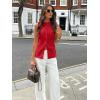 imageCicy Bell Womens Round Neck Waistcoat Vest Summer Button up Vest Tops Casual Business Fitted Sleeveless BlazerRed