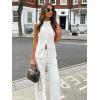 imageCicy Bell Womens Round Neck Waistcoat Vest Summer Button up Vest Tops Casual Business Fitted Sleeveless BlazerWhite