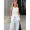 imageCicy Bell Womens Round Neck Waistcoat Vest Summer Button up Vest Tops Casual Business Fitted Sleeveless BlazerWhite