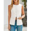 imageCicy Bell Womens Round Neck Waistcoat Vest Summer Button up Vest Tops Casual Business Fitted Sleeveless BlazerWhite