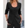 imageCicy Bell Womens Scoop Neck Casual Blazer Button Down Split Hem Fitted Business Work Suit JacketsBlack