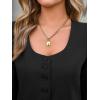 imageCicy Bell Womens Scoop Neck Casual Blazer Button Down Split Hem Fitted Business Work Suit JacketsBlack