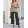imageCicy Bell Womens Scoop Neck Casual Blazer Button Down Split Hem Fitted Business Work Suit JacketsKhaki
