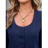 imageCicy Bell Womens Scoop Neck Casual Blazer Button Down Split Hem Fitted Business Work Suit JacketsNavy