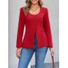 imageCicy Bell Womens Scoop Neck Casual Blazer Button Down Split Hem Fitted Business Work Suit JacketsRed
