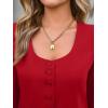 imageCicy Bell Womens Scoop Neck Casual Blazer Button Down Split Hem Fitted Business Work Suit JacketsRed