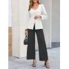 imageCicy Bell Womens Scoop Neck Casual Blazer Button Down Split Hem Fitted Business Work Suit JacketsWhite