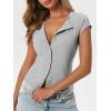imageCicy Bell Womens Short Cap Sleeve Crop Tops Fitted Button Down V Neck Shirts Y2k Going Out Cute Ribbed Knit TshirtsLight Grey