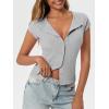 imageCicy Bell Womens Short Cap Sleeve Crop Tops Fitted Button Down V Neck Shirts Y2k Going Out Cute Ribbed Knit TshirtsLight Grey