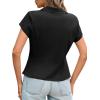imageCicy Bell Womens Short Sleeve Collared Polo Shirts Cotton Fitted Blouse Summer Casual V Neck TopsBlack