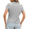 imageCicy Bell Womens Short Sleeve Collared Polo Shirts Cotton Fitted Blouse Summer Casual V Neck TopsGrey