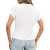 imageCicy Bell Womens Short Sleeve Collared Polo Shirts Cotton Fitted Blouse Summer Casual V Neck TopsWhite