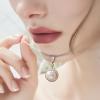 imageCicy Bell Womens Simulated Pearl Necklace Platinum Plated Cubic Zirconia 10mm Shell Pearl Elegant Pendant Necklace for Gifts 177 with 2 ExtenderPink