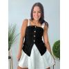 imageCicy Bell Womens Strapless Denim Vest Summer Button Down Jean Tube Tops Y2k Going Out Fitted Bandeau Shirts WaistcoatBlack