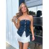 imageCicy Bell Womens Strapless Denim Vest Summer Button Down Jean Tube Tops Y2k Going Out Fitted Bandeau Shirts WaistcoatBlue