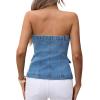 imageCicy Bell Womens Strapless Denim Vest Summer Button Down Jean Tube Tops Y2k Going Out Fitted Bandeau Shirts WaistcoatLight Blue