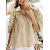 imageCicy Bell Womens Summer Button Down Shirts Short Ruffle Puff Sleeve Cotton Blouses Dressy Casual Ladies TopsBeige