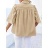 imageCicy Bell Womens Summer Button Down Shirts Short Ruffle Puff Sleeve Cotton Blouses Dressy Casual Ladies TopsBeige