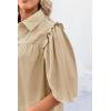 imageCicy Bell Womens Summer Button Down Shirts Short Ruffle Puff Sleeve Cotton Blouses Dressy Casual Ladies TopsBeige