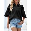 imageCicy Bell Womens Summer Button Down Shirts Short Ruffle Puff Sleeve Cotton Blouses Dressy Casual Ladies TopsBlack