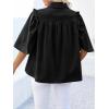 imageCicy Bell Womens Summer Button Down Shirts Short Ruffle Puff Sleeve Cotton Blouses Dressy Casual Ladies TopsBlack