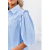 imageCicy Bell Womens Summer Button Down Shirts Short Ruffle Puff Sleeve Cotton Blouses Dressy Casual Ladies TopsLight Blue